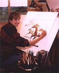 Artist in her studio